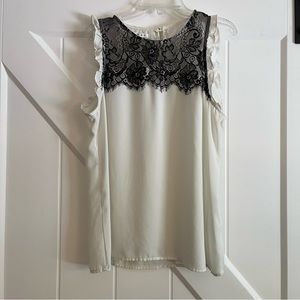 White Tank With Lace Trim
